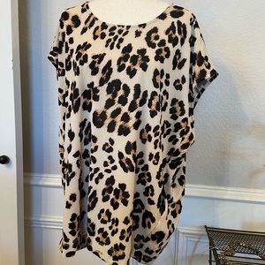 By Together Women's Top/Tunic Size medium Knit Leopard Print